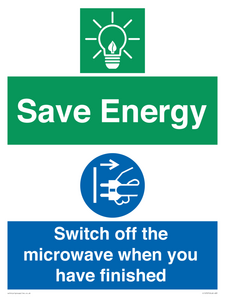 Save energy. Switch off the microwave when you have finished